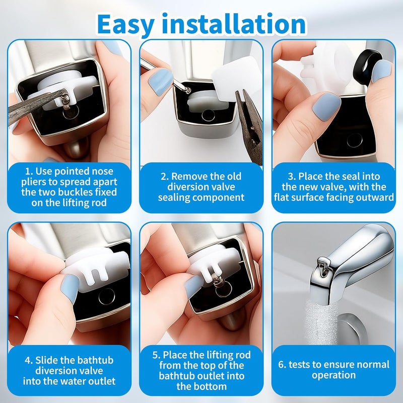 Pretwad 6 Sets 101237 Tub Spout Repair Kit - Moen-3800 Cup Seal & Diverter Gate Replacement Set for Plumbing Fixture & Faucet, 3800 Tub Spout Diverter Repair Kit for Bathtub/Shower Faucet - Image 5